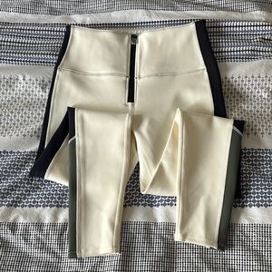 Bandier/SOLID & STRIPED Cream zip waist leggings NWOT